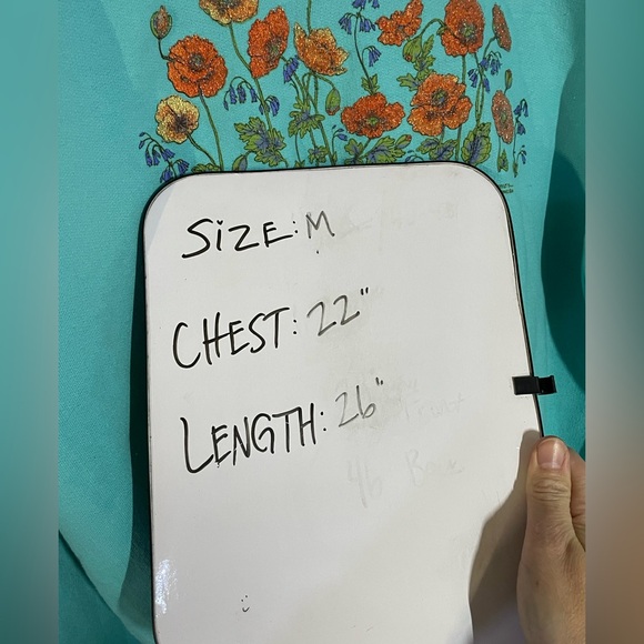 Vintage 90s Morning Sun Teal Double Collar Grandma Sweatshirt Crewneck Poppy Med - Picture 8 of 8